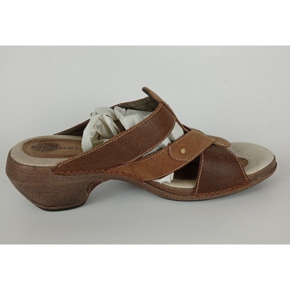 Merrell Brown Leather Sandals Heels Slip Ons Luxe Slide Mink Womens Size 8 - Picture 6 of 8
